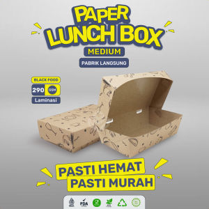 Set Lunch Box Medium Laminasi 290 Gsm Paper Lunch Box M (Isi 50 Pcs-LB1K224)
