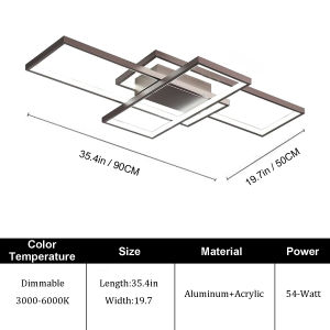 TOMAX 90CM Aluminum Modern Design Ceiling Lights for Living Room Chandelier Celing Light Dining Room Decor Bedroom Dim Lights White/Black Ceiling Lamp Fixtures