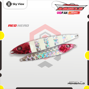 Umpan Metal Jig 80 Gram MONGKALO AMBISIOUS GID Zebra Glow In The Dark Sisik Besar Micro Jig 80g