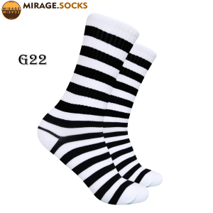 Kaos Kaki Oldschool Motif Belang Hitam Putih (4LAYER BENANG) No. G22