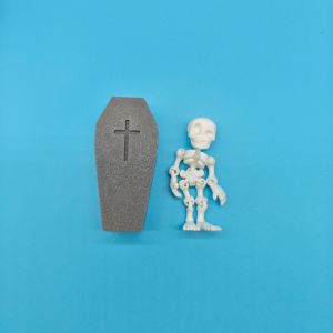 COUPLECOL Khớp nối linh hoạt Bộ xương khớp nối In 3D Nhựa Hộp Quan Tài Đồ Chơi Halloween Sáng tạo Có thể tháo rời. Khung xương có thể tạo dáng Trang trí nhà cửa