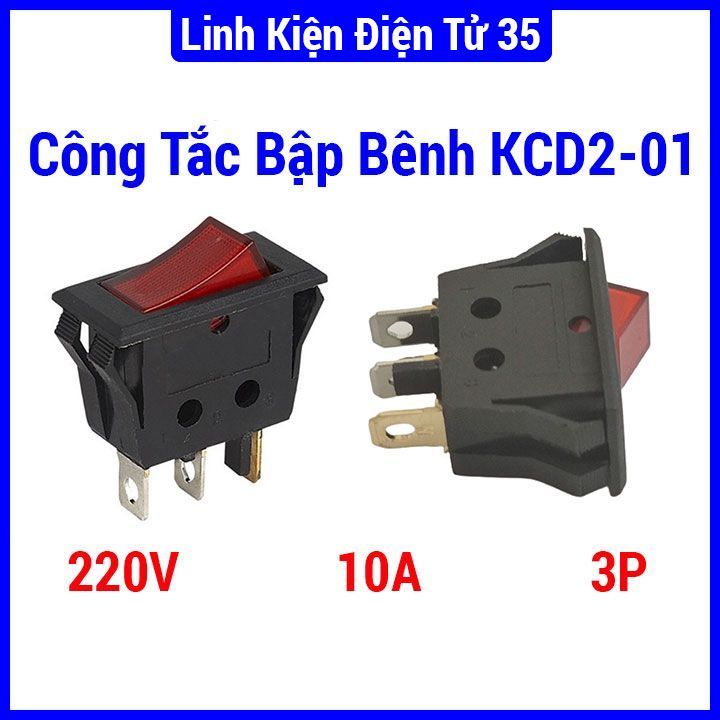 Công tắc bập bênh KCD2-01 3 chân có đèn cảnh báo màu đỏ | Lazada.vn