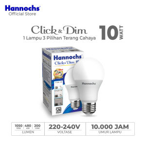 Hannochs Lampu Bohlam Click & Dim 10W - Lampu LED 3 Tingkat kecerahan
