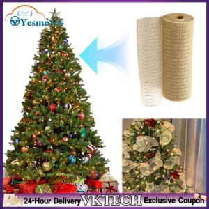【Local Shipment】 2 Rolls Decorative Mesh Ribbon Deco Mesh Rolls Metallic Foil Deco Mesh for Wreath Swags and Christmas Tree Decoration