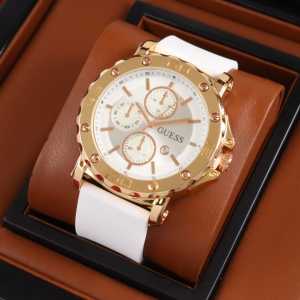 Box Exclusive Jam Tangan Guess Grigi Geer VA-729OR / Jam Tangan Fashion Wanita Tali Rubber Diameter 35 cm