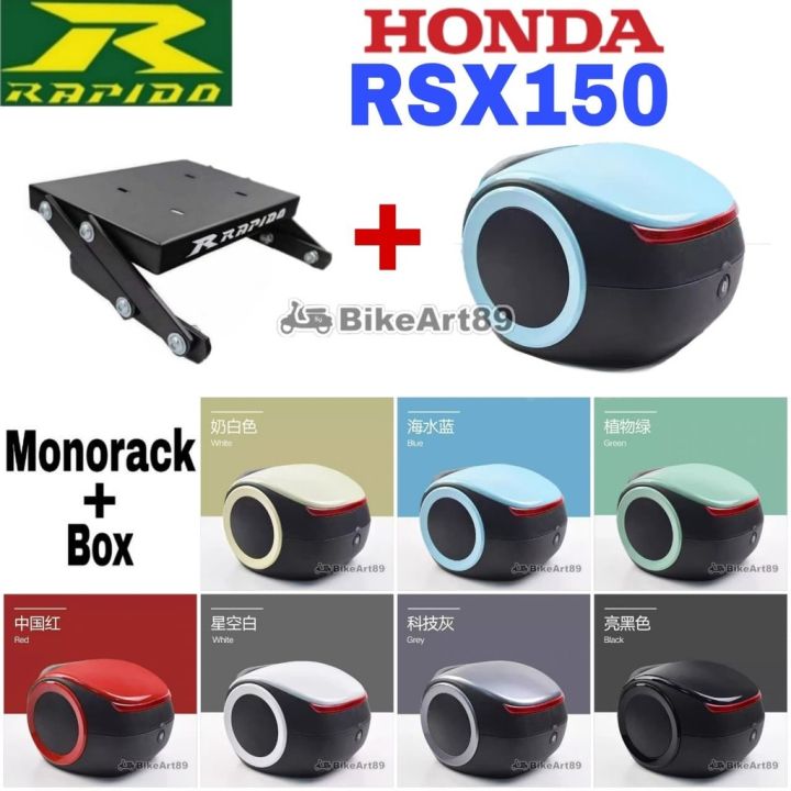 Rapido Monorack Honda RSX150 Combo Set with Top Box Alien ABS Tail Box Siput 35L Universal Milennium RSX 150