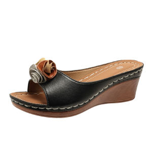 [Free Shipping] New Floral-Patterned Platform Sandals With Thick Soles And A Wedge Heel WomenS Shoes Sizes 40-43 Available In Larger Sizes