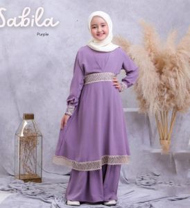 SABILA DRESS KIDS - Baju Gamis Anak Tanggung Usia 8-14 Bahan Crinkle Airflow Premium Mix Tileu Gaun Pesta Rok Korean Style Fashion Busana Muslim Lebaran Setelan Kekinian Atasan Wanita Terbaru Oneset Anak Perempuan Lucu Rok Span Panjang Ukuran S M L XL XXL