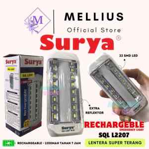 Surya Lampu Rechargeable Emergency Lamp Surya SQL L2207 22 SMD LED Darurat Mati Lampu Terang Penerangan Recas Cas Isi Ulang 1200 mAH Tahan 7 Jam L 2207 Lentera Lantern Laz Mellius Store COD