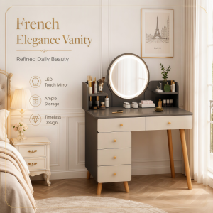 Bedroom dressing table with LED mirror multifunctional dressing table storage table makeup table bedroom dressing table