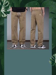 5XL Plus Size Cotton Loose Straight Cut Baggy Khaki Kargo Cargo Kerja Casual Slack Pants Men Seluar Panjang Lelaki