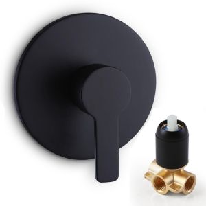 COUPLECOL Brass Construction Wall Mount Shower Faucet Aluminum Alloy Matte Black Bath Mixer Rough Valve Single Function Control Valve Bathroom Installation