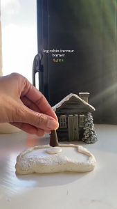 Log Cabin Chimney Incense Burner Base Incense Stick Holder Christmas Home Office Teahouse Decor Burn Incense Reflux