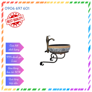 Kệ lavabo kệ lavabo SẮT MỸ THUẬT PK033 - Kiểu treo tường - Màu đen đồng cổ phong cách cổ điển mộc mạc