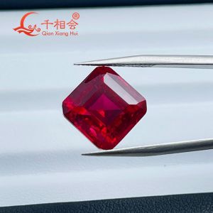 Square shape Emerald cut Lab Grown Ruby Synthetic Corundum with Inculsions Loose Gemstone for Jewelry DIY Accessories