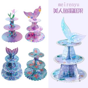Cross-border mermaid theme party cake stand childrens birthday party supplies disposable cake stand party decoration