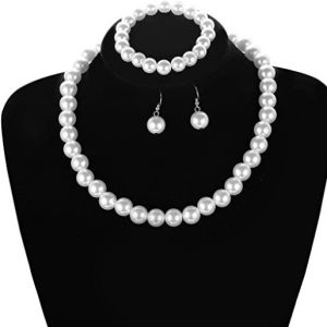 3 Piece Pearl Earrings Bracelet and Necklace Fashionable Pearl Set Celebrity Evening Dress Accessories Jewelry Fashion Gift Set