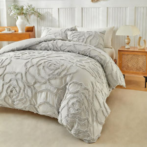 【Super low price】3D Rose Floral Tufted Duvet Cover Set High Quality Microfiber Comforter Cover Soft King Queen Size Quilt Cover and Pillowcases