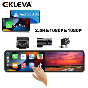 Ekleva 3 máy ảnh Dash Cam 1080P gương ô tô ghi video Carplay & Android tự động kết nối không dây Wifi Miracast Navigation dvrs