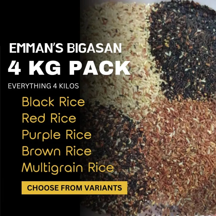 Multigrtain Rice 4KG Pack Multigrain Rice, Black Rice, Red Rice, Brown Rice [Emman's ...