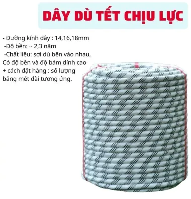 [[Siêu Rẻ]] Dây dù tết cường lực dây thừng chịu lực dùng cho thợ sơn thợ lau kính bán theo mét tới phi ⌀ 1416