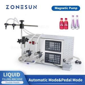 ZONESUN ZS-YG2 2 Heads Magnetic Pump Liquid Filling Machine Semi Automatic Bottle Filler High Precision Beverage Juice Perfume Essential Oil Packaging Machine
