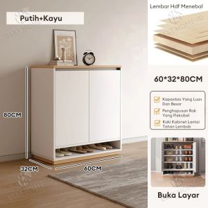 Rak Sepatu Multifungsi Kapasitas Besar dengan Desain Modern - Kayu Board Berkualitas