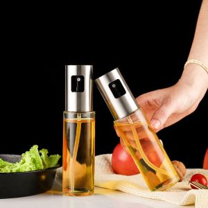 🔥Ready Stock🔥Kitchen Stainless Steel Fod-grade Olive Oil/Vinegar Glass Bottle Sprayer (家用厨房按压式烧烤雾化喷油壶)