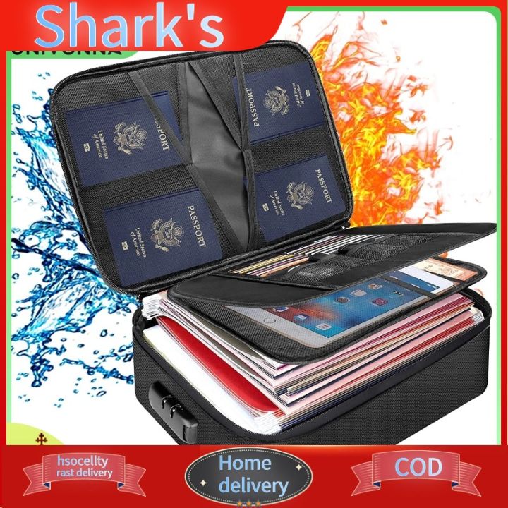 Important Document Inages Sharks Portable Document Organizer Multi-layers File Storage Bag with ...