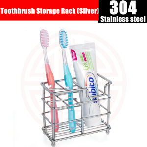 Vertical Toothbrush & Toothpaste Holder 304 Stainless Steel Hollow Stand Quick Water Drain Rust Proof Bathroom Organizer