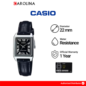 Jam Tangan Wanita Casio General LTP-V007L-1B Tank Black Dial Black Leather Band