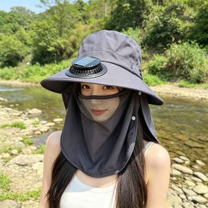 INTOONE Breathable Solar Fan Cap Sun Protection Quick Dry Fisherman Hat with Fan Solar Charging Cap Outdoor