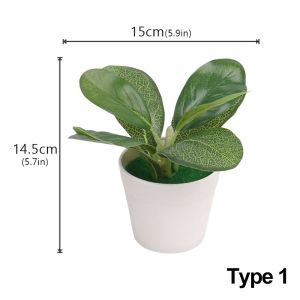 ANQII ของขวัญ อุปกรณ์ปาร์ตี้ ของตกแต่งบ้าน บอนไซพืชประดิษฐ์ กระถางสีเขียวเหมือนจริง การจำลอง Scindapsus หญ้าเทียม