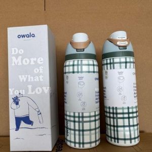 Owala  Water Bottles Grid series straw water bottles 24oz/32oz sports water bottles