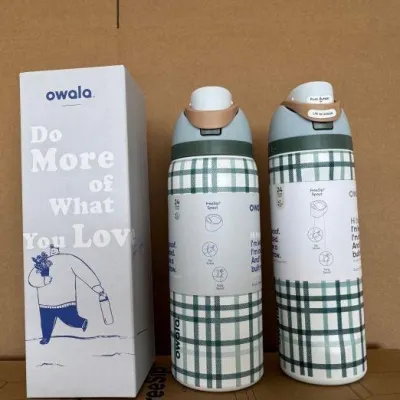 Owala Cốc đựng trái cây kiểu dáng tương tự với họa tiết hoa. temu Bình nước thể thao và cốc giữ nhiệt bằng thép không gỉ tiện dụng dành cho học sinh người chơi thể thao sử dụng trong ô tô và làm quà tặng.