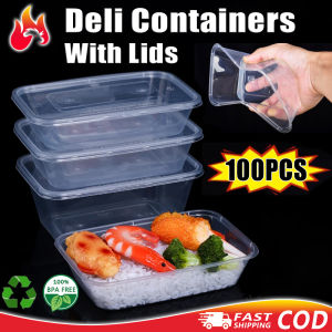 [100PCS] Rectangle Microwavable Food Container Disposable Plastic Container Clear Plastic Container