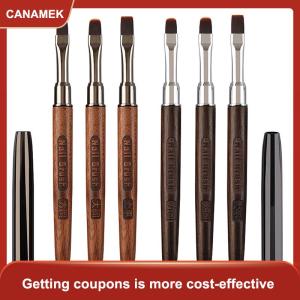 【CANAMEK】 Móng Tay Lót Bàn Chải Tay Cầm Bằng Gỗ Tái Sử Dụng Chống-Trượt Pháp Dòng Hoa Sơn Bàn Chải Tự Làm Tốt Chi Tiết Công Cụ Làm Móng Tay