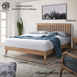 CHF 6109 SOLID WOOD Muji Single /Queen /King BedFrame /Katil Katil Murah / 床架 - Color: Natural