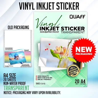 QUAFF Vinyl Inkjet Sticker A4 Size ( Glossy / Matte / Transparent ) 20 sheets/pack