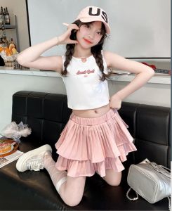 กระโปรงอัดจีบ/พรีท กระโปรงเด็กซับในกางเกง ผ้าดีใส่สบาย สินค้าพร้อมส่ง