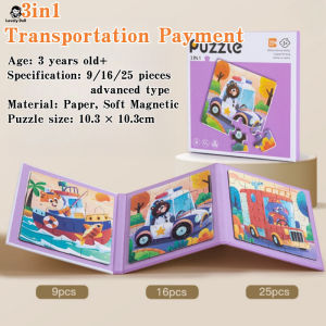 SKISOPGO 3 in 1 Magnetic Puzzle Book for Kids Foldable Jigsaw Early Learning Toys Montessori Educational Toys