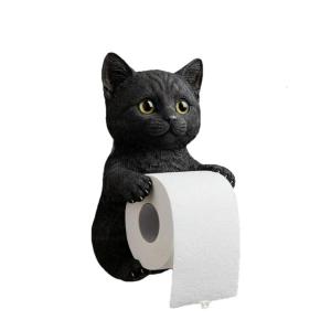 Adorable Cats Shapeds Wall Mounted Toilet Paper Holder Organizers For Bathroom Space Saving Resin Design Easy Installation