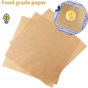 100pcs Kraft Parchment Paper  Unbleached Kraft Parchment Paper Oil Absorbent Waterproof Wax Paper Food Safe Rectangular Baking Liner Ideal For Oven Baking Food Wrapping Oil Isolation Daily Kitchen Baking Use