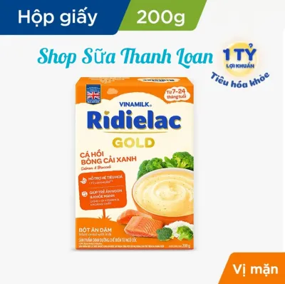 COMBO 5 Hộp Bột Ăn Dặm Vinamilk Ridielac Gold Cá Hồi Bông Cải Xanh - Hộp Giấy 200g.