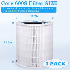 🔥Original and Authentic🔥Replacement Compatible with levoit Core 600&600S Filter Air Purifier Accessories True Original HEPA&Active Carbon High-Efficiency H13 Antibacteria Virus and Smoke Moisture and Odor Eliminator