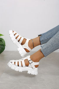 2023 Summer New Foreign Trade plus Size Womens Platform Casual Sandals Triangle Mark European and American Style Hollow Sandals ㏇L0529
