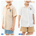 Áo sơ mi trẻ em ?YODY Kids áo thun có cổ bé trai tay ngắn thêu gấu chất cotton mềm mại an toàn cho làn da bé, phong cách hàn quốc SMK6006. 
