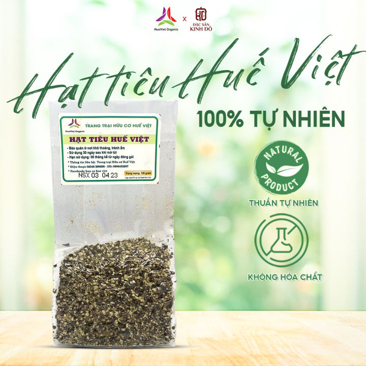 Tiêu Đen Xay Huế Việt, Hạt Tiêu Đen Nguyên Chất, Canh Tác Tự Nhiên, Bịch 100gr