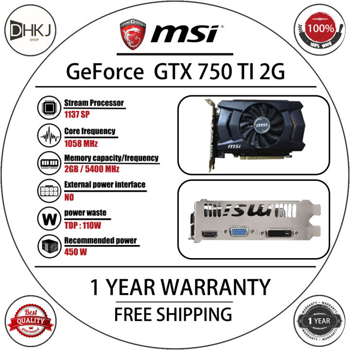 Geforce Gtx 750 Ti Msi Gaming 2gb Edition USED MSI GTX 750 TI 2GB DDR5 desktop computer independent game graphics