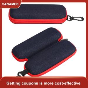 【CANAMEK】 Thời trang denim vải kính hộp dây kéo Kính mát bảo vệ container Kính mắt trường hợp kính đọc sách tổ chức mang theo túi